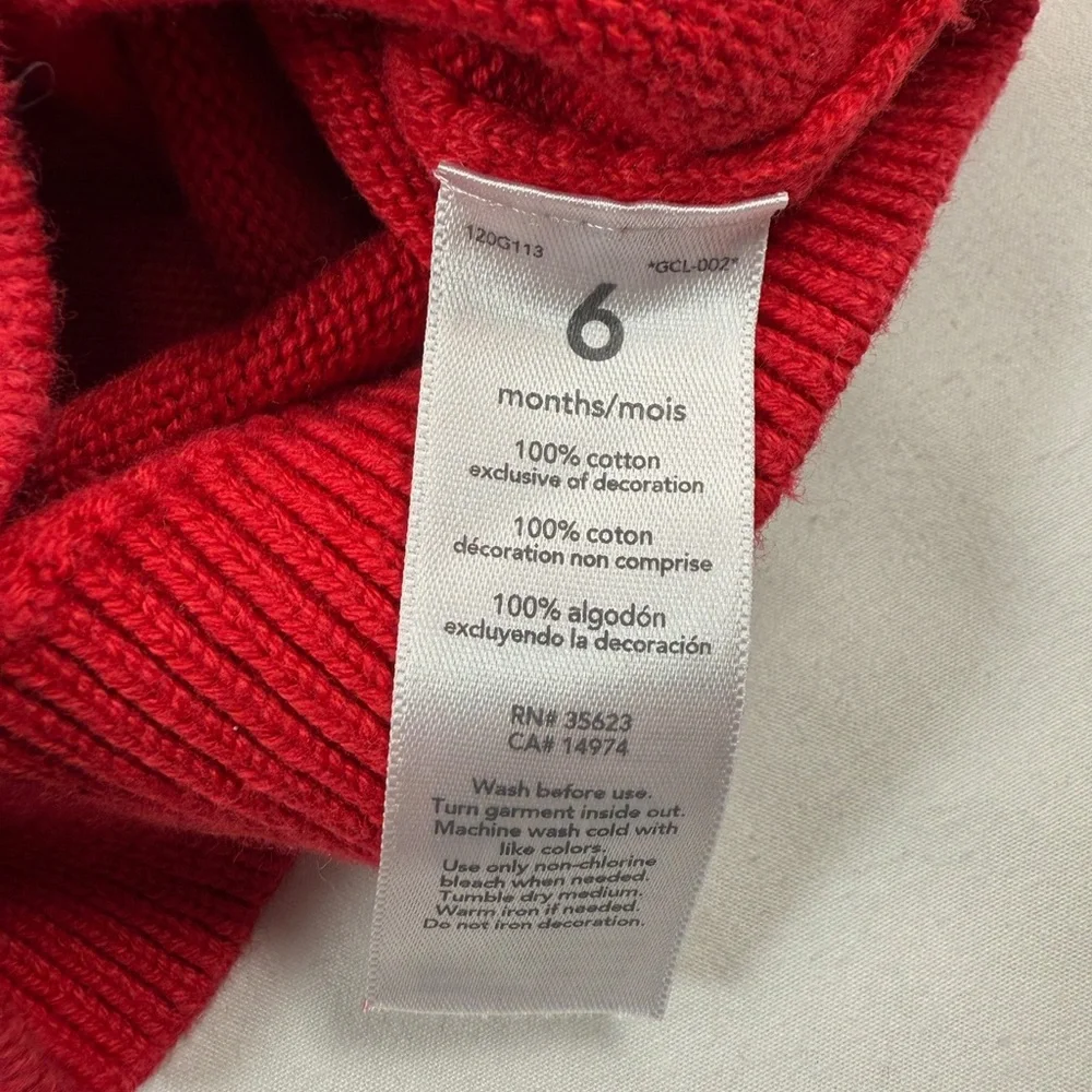 CARTERS Baby Boys Knit‎ Sweater Vest Size 6 Months Red Bear Classic Preppy